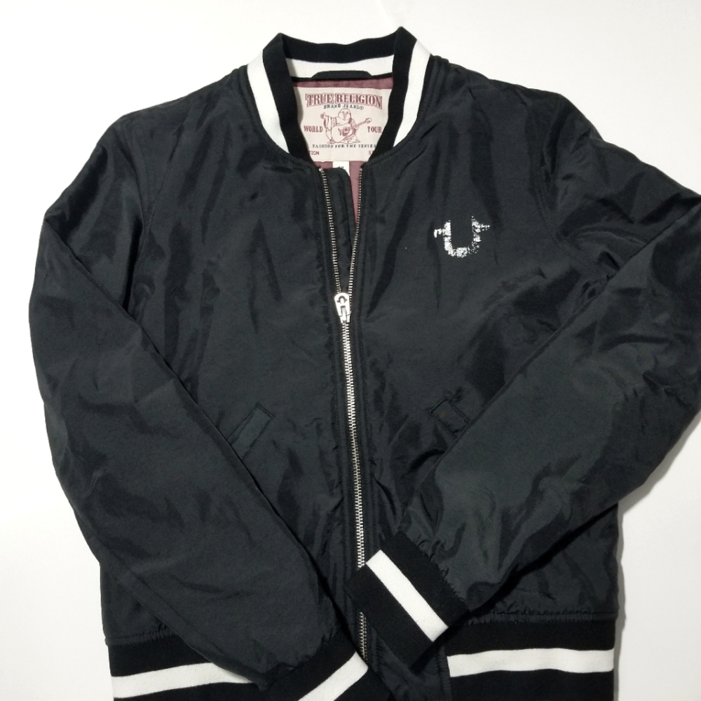 True Religion Cropped Bomber Jacket Sz S OPEN FOR TRADE